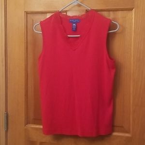 Karen Scott Sport Petite red cotton tank with lace